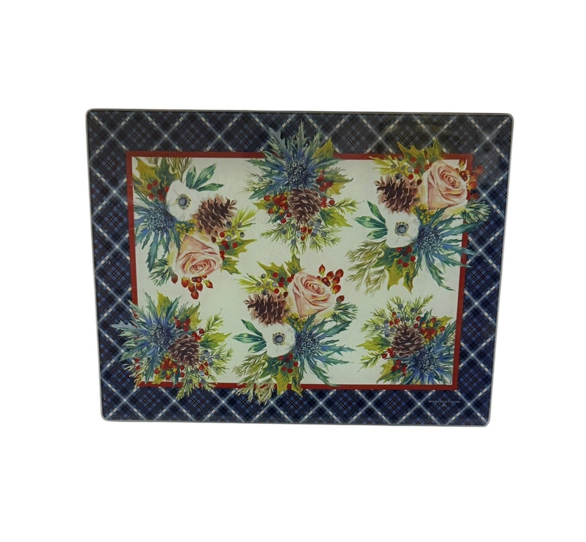 MacKenzie-Childs Highbanks Holiday Kitchen Tempered Glass Cutting Board