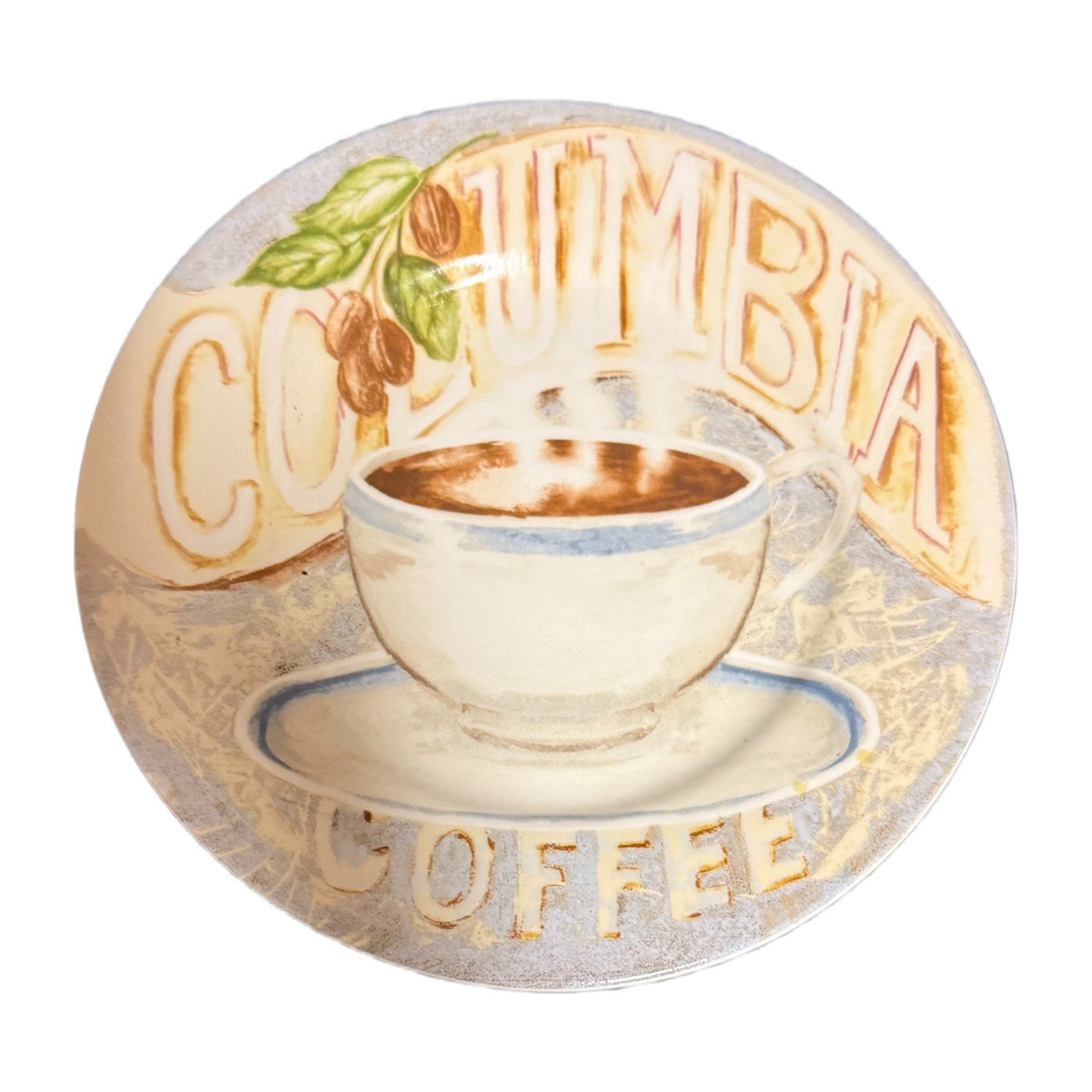 American Atelier COLUMBIA 4 Salad Plates Assorted Coffee Team Dessert Porcelain