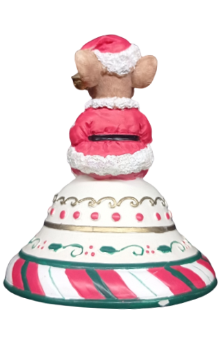 Christmas Santa Claus Mouse White Gold Green Red Holiday Home Decor Bell Shape