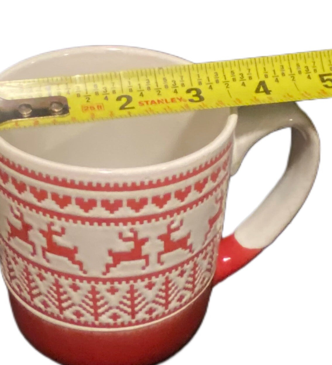 10 Strawberry Street Mug Christmas Reindeer Embossed Artisan Collection 16 Oz