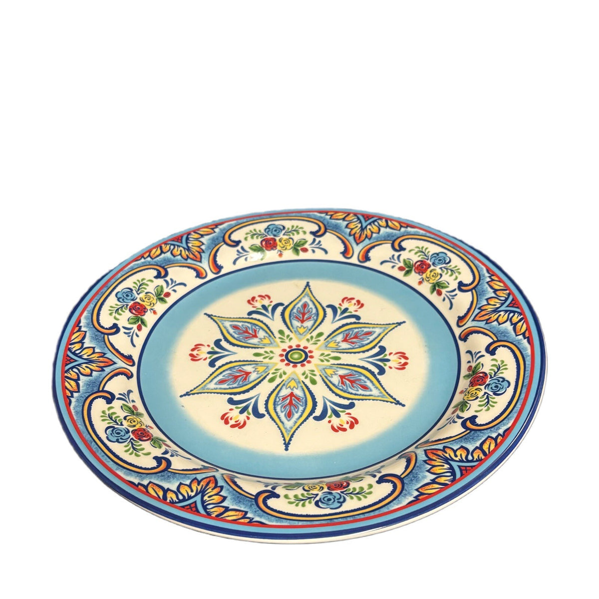 Euro Ceramica ZANZIBAR 2-Dinner Plates Ceramic 10 1/2” D Floral Geometric Art