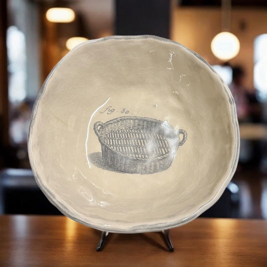 Anthropologie HRLM Bowl Farmhouse Gregg F Moore Earthenware Basket Fig 30