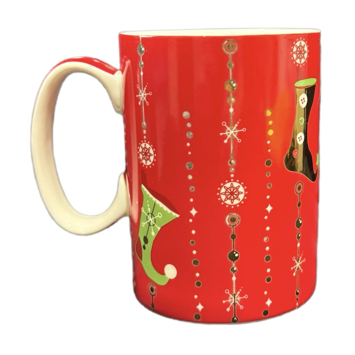 Starbucks Holiday Mug 2006 Christmas 14 oz Elf Shoe Red Snowflake Coffee Cup