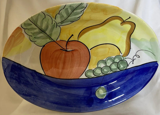 Bella Ceramica ALFRESCO Oval Serving Platter Hand Painted Fruits 14 3/4”D