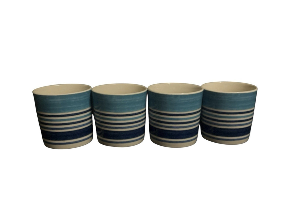 Johnson Brothers Farmhouse Kitchen Blue Stripe Mug Set of 4 Stoneware 2009