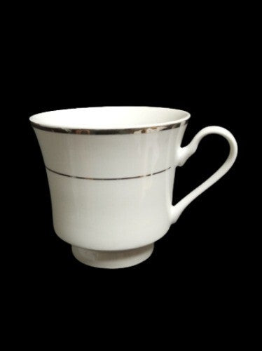 Gibson Designs Anniversary Platinum Cup & Saucer Set of 4 8 oz White China