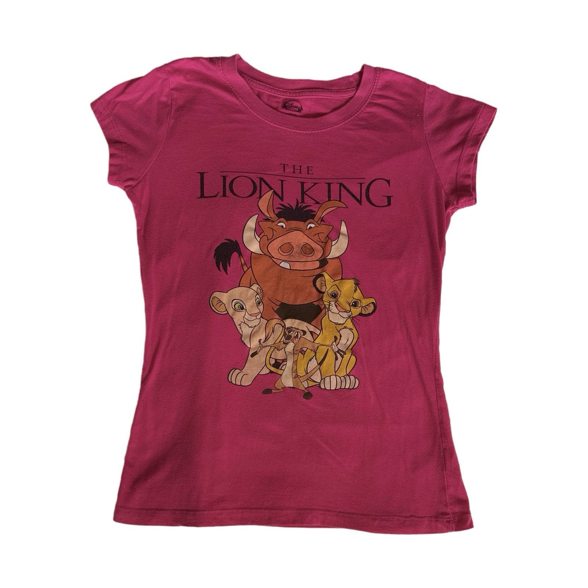 Disney The Lion King Pink T-Shirt Cap Sleeves Women’s Medium Simba Timon Pumbaa
