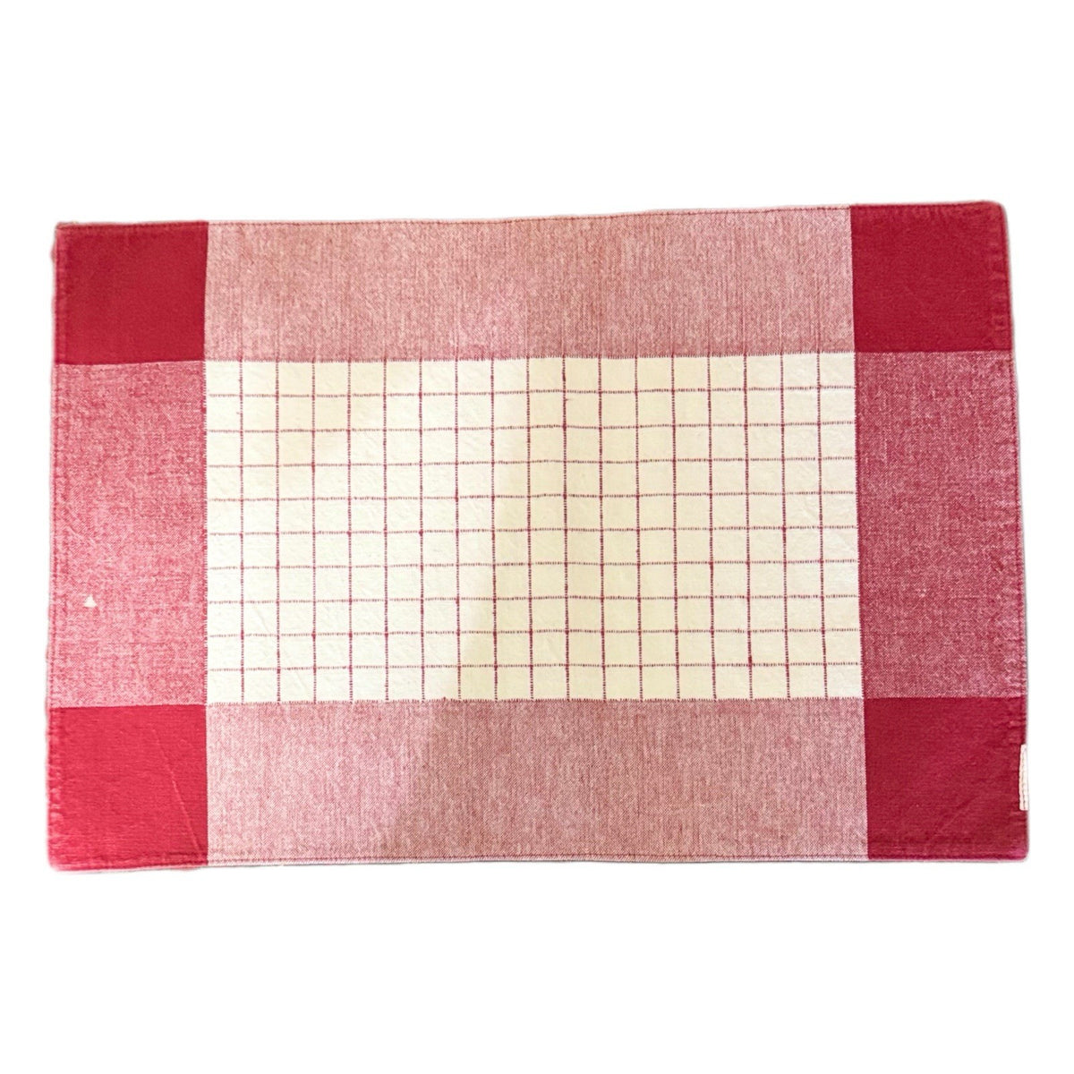 Retro Red Checkered Cotton Placemats Set of 6 – Mid-Century Farmhouse Style
