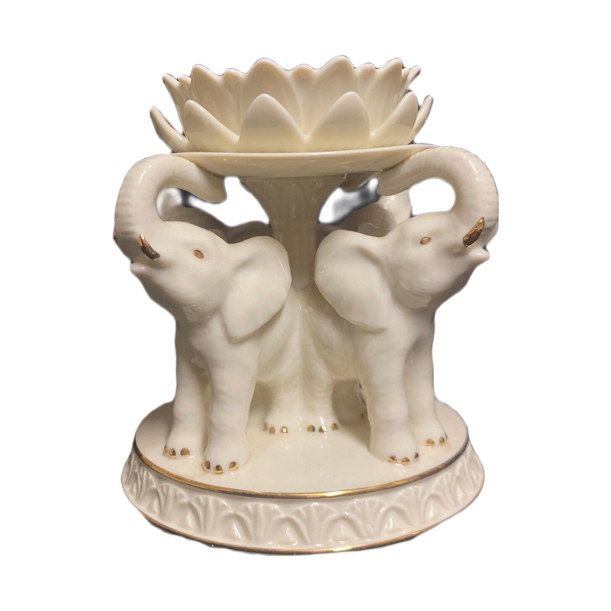 LENOX Elephant Promenade Votive Ivory Fine China Candle Holder 24K Gold Trim