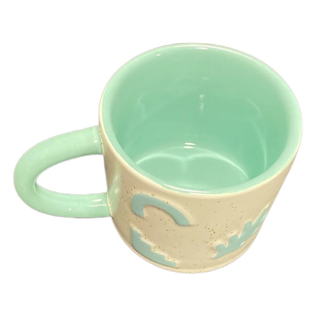 Maven Ceramic Coffee Mug Teal Art Deco Speckles 7 Oz. Tea Milk Chocolate Cup