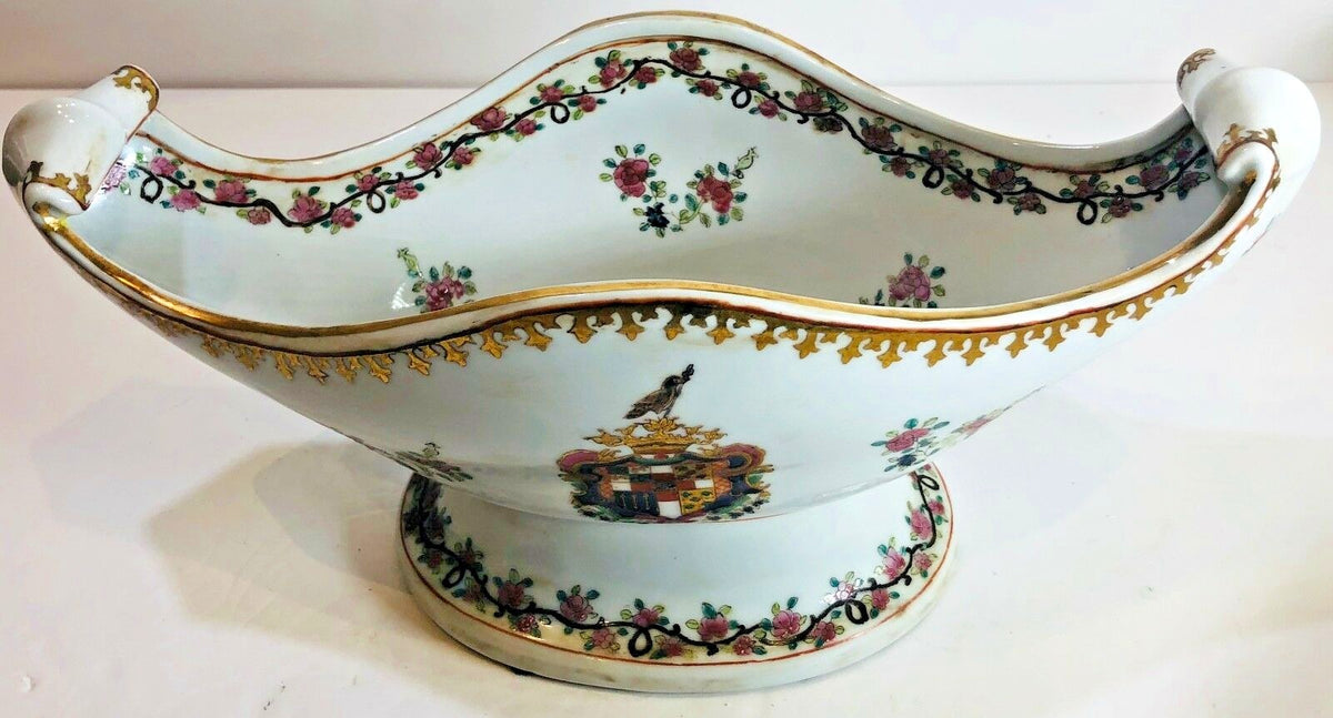 Rare Vintage Chinese Pedestal Bowl Yong Sheng "Eternal Victory" Cai Ci Chang 