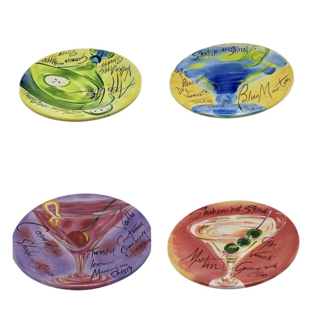 Nanette Vacher Magnificent Martinis Set of 4 Salad/Dessert Plates 8¼”D