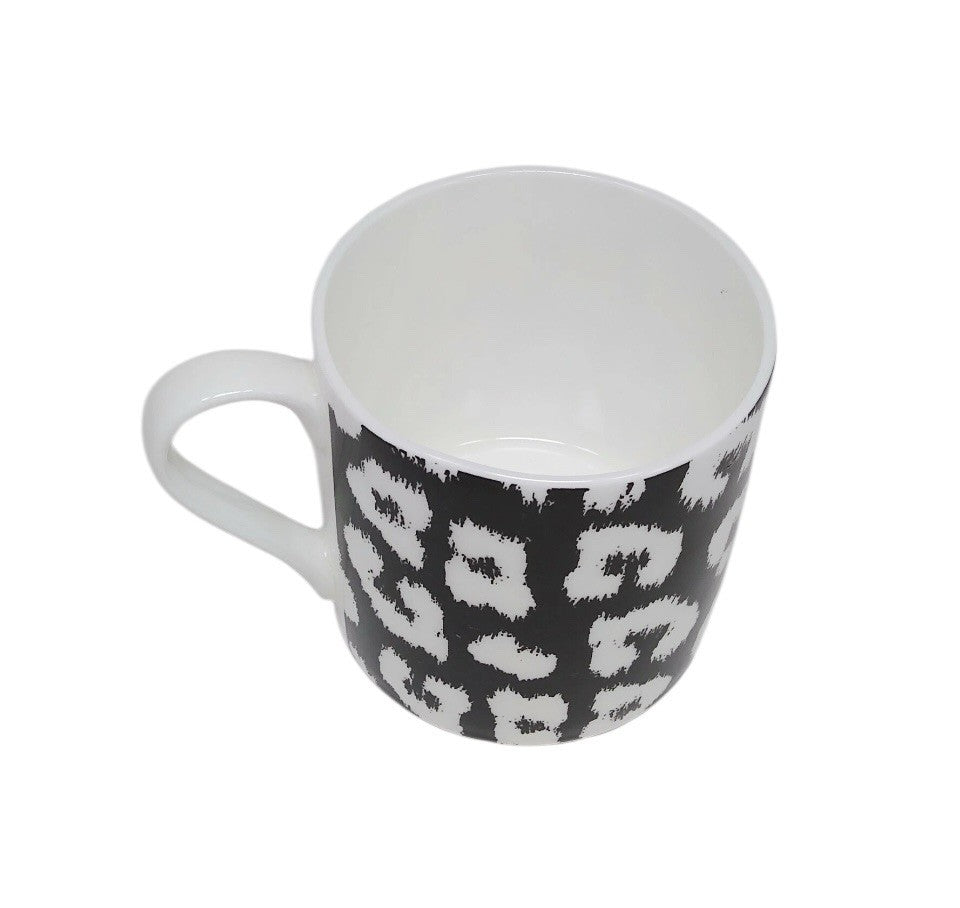 PORTOBELLO Inspire Fine Bone China Mug Leopard Skin Black White Abstract 16oz