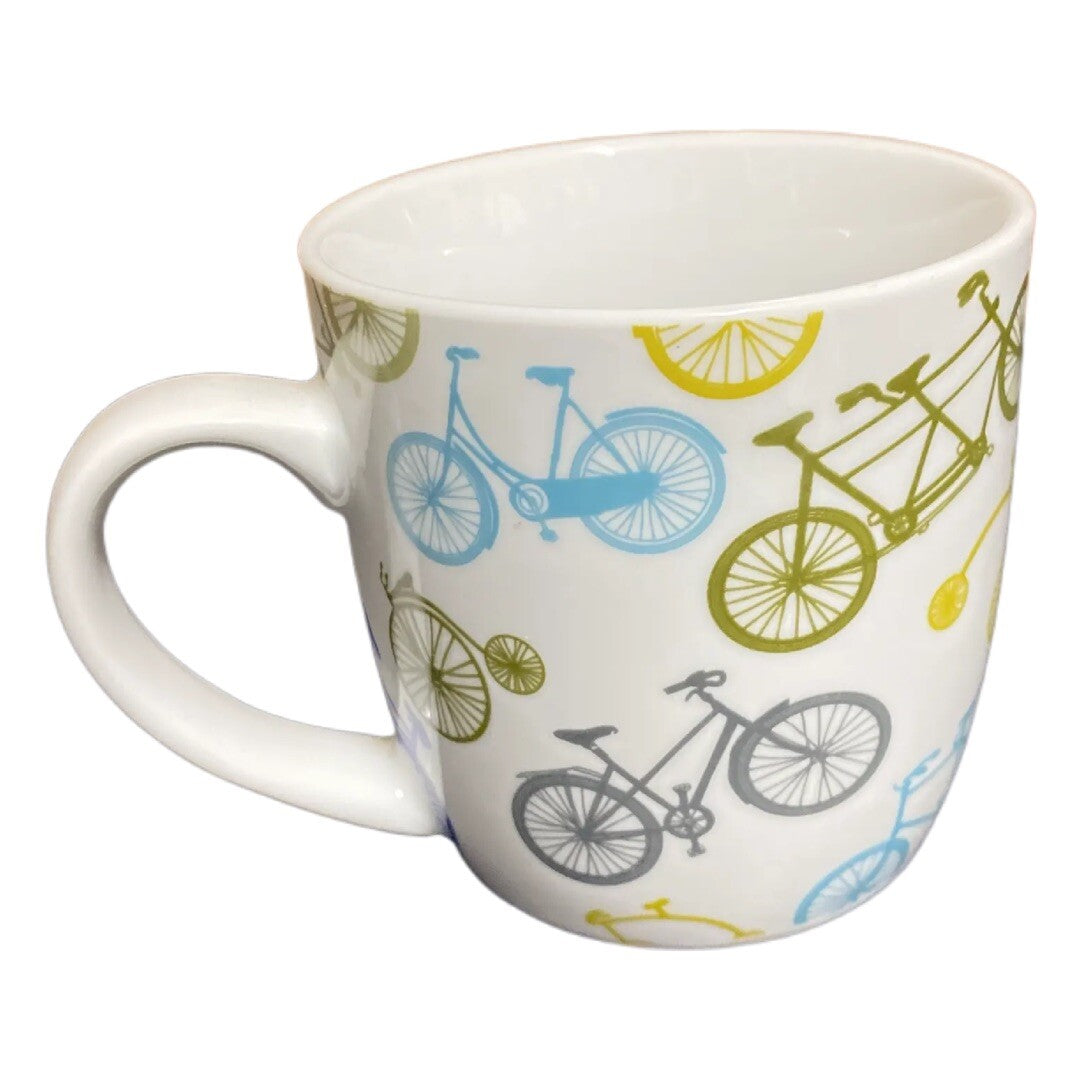 NOW Designs Bicycle Print White Ceramic Coffee Mug 12oz Cup
