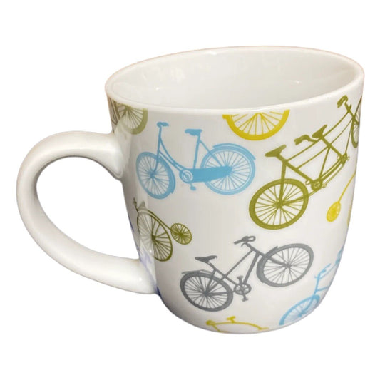 NOW Designs Bicycle Print White Ceramic Coffee Mug 12oz Cup