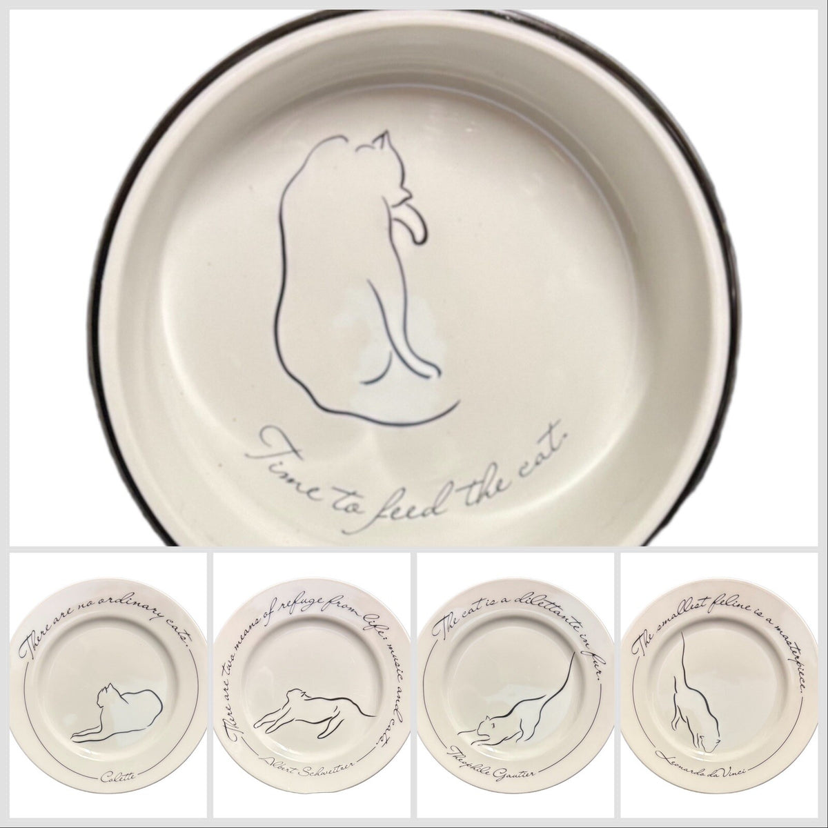 The Monkey and the Peddler 4 Salad Plates and 1 Bowl MINOU Cat Plates LIZ ROSE