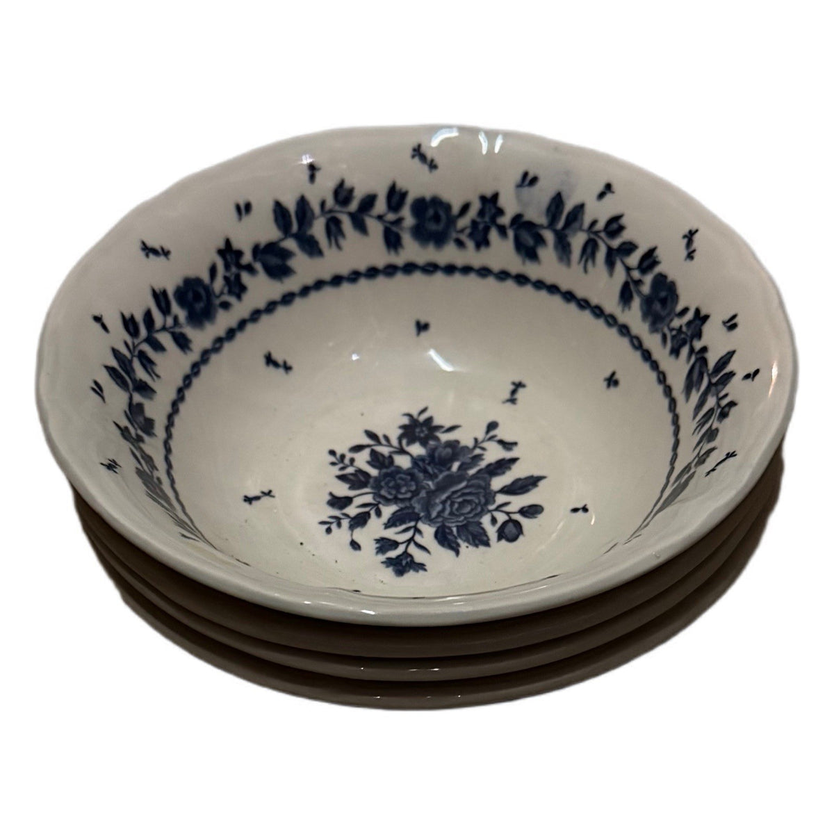 Nikko TABLE MATES Set of 4- Soup/Cereal Bowls Rare Blue Flowers 6 1/4" D