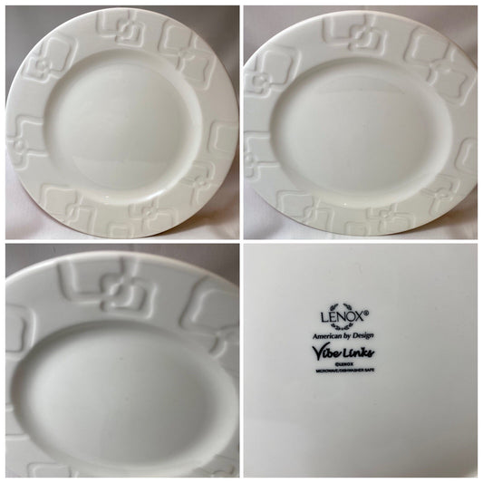 Lenox " VIBE LINKS" White Embossed Interlocking Links Dinner Plate 11" D