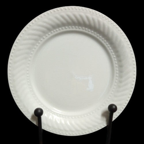 Gibson Designs IMPERIAL BRAID Salad Plate 7 3/4" D White Rope Dots Embossed Plat