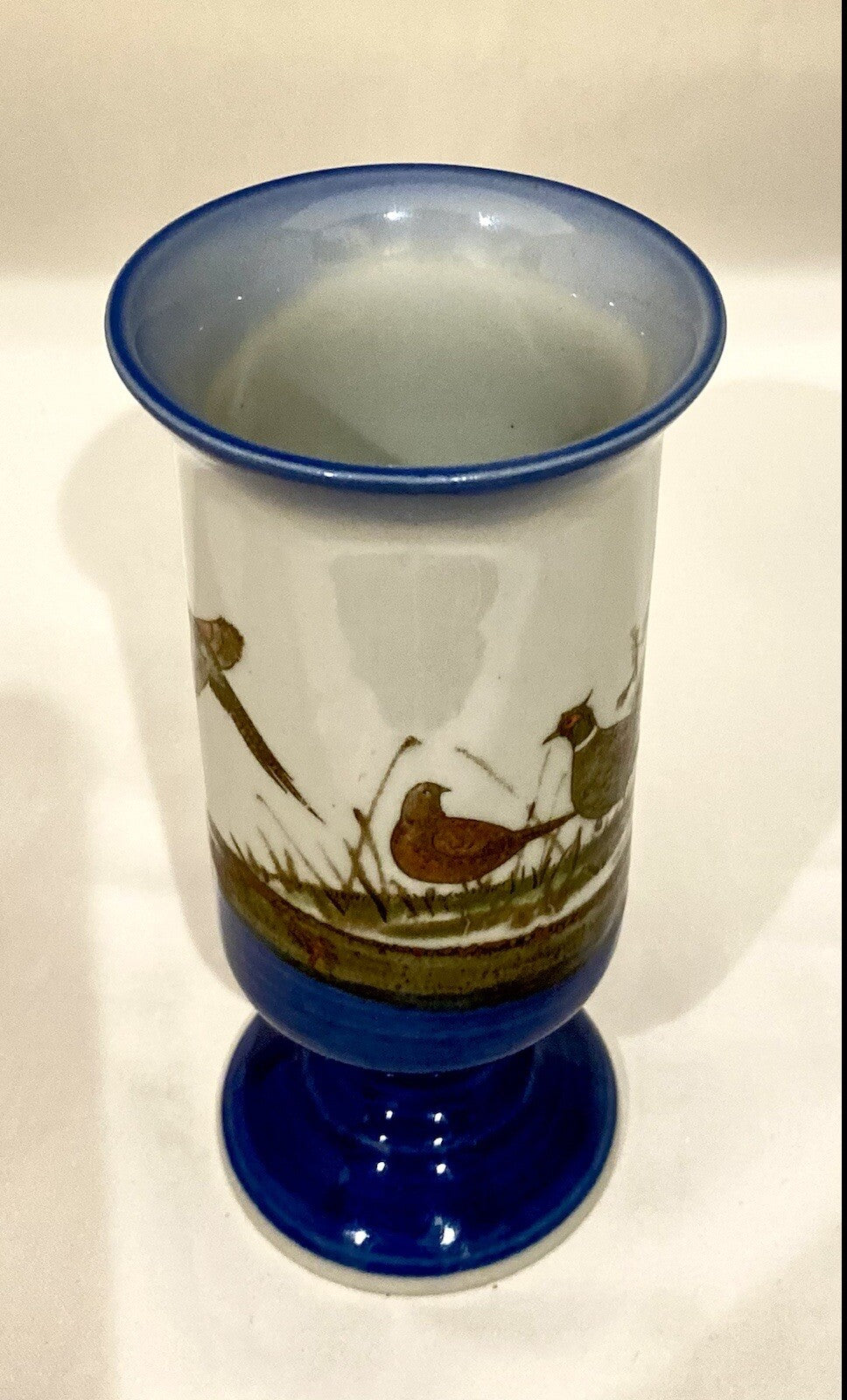 Vintage Otagiri Footed Pedestal Mug Pheasant Irish Cup Stoneware 5 1/2" H