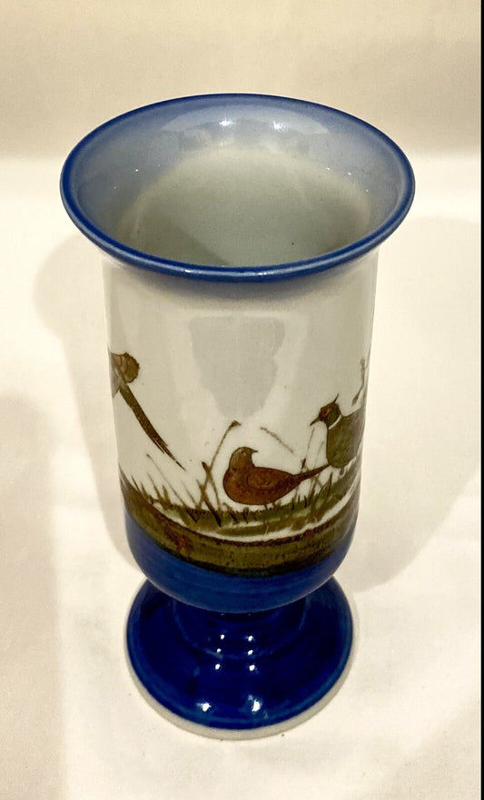 Vintage Otagiri Footed Pedestal Mug Pheasant Irish Cup Stoneware 5 1/2" H