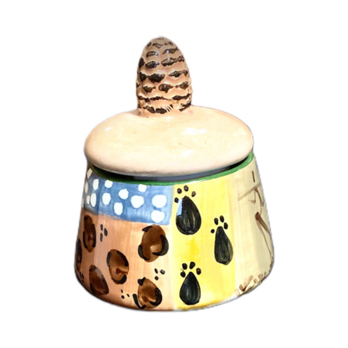 JULIAN KEYSER Handmade Sugar Bowl & Lid South Africa Hand Painted Ceramic Dish