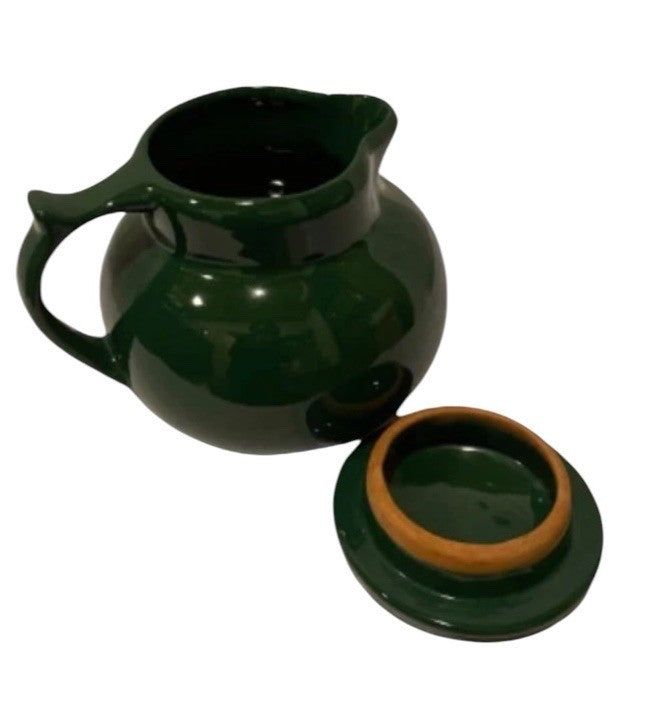 Vintage 1994 Christian Ridge Pottery Covered Coffee Carafe Hunter Green Pitcher