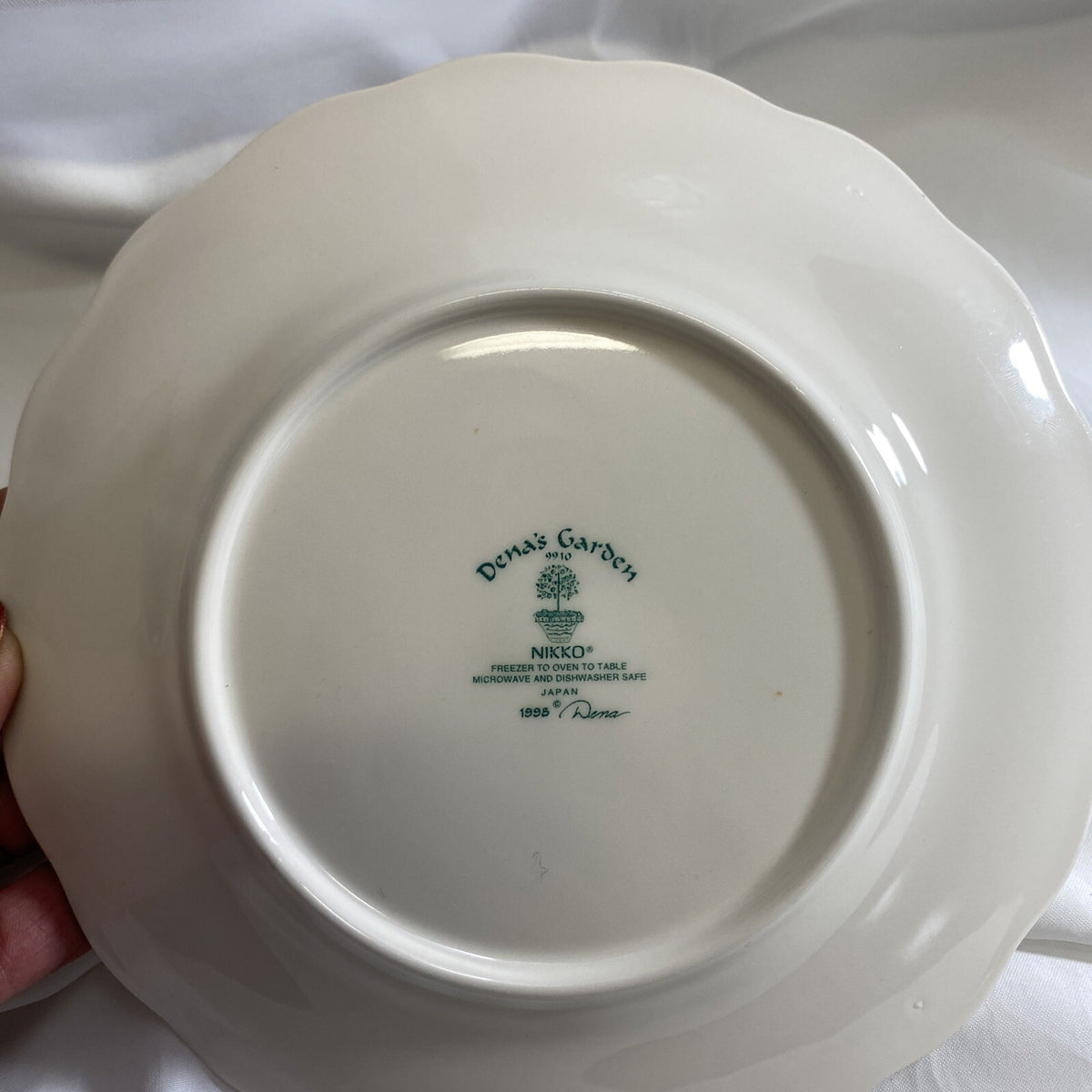 Nikko DENA'S GARDEN Salad Plate Floral Plaid 1998 Japan Freezer Oven Safe 8" D