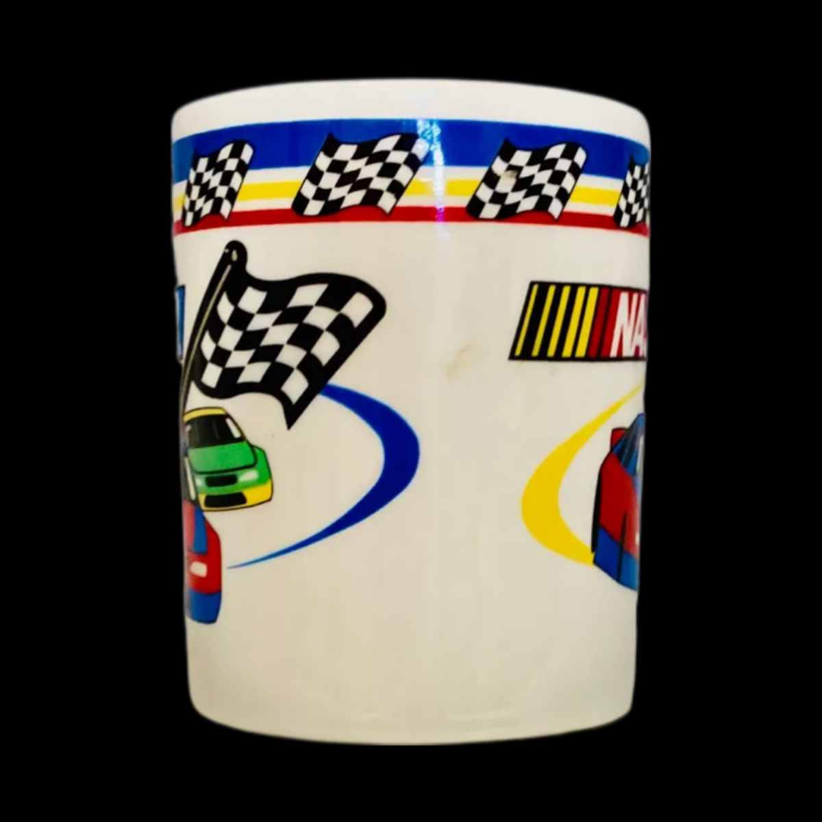 Vintage Gibson NASCAR 2002 Mug Racing Car Flag Ceramics Coffee 11 oz. Tea Cup