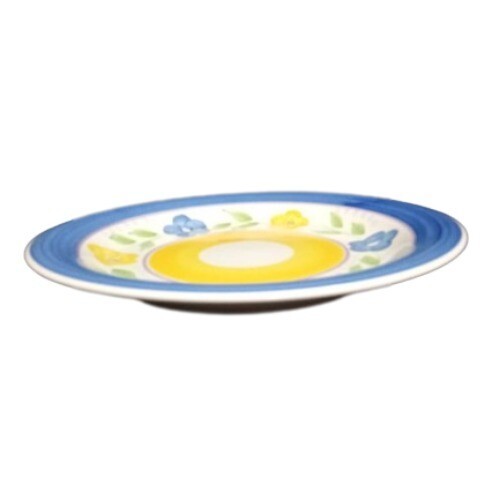 Gibson Designs BELLA Set of 3 Dinner Plates Blue Yellow Floral 10 3/8”D
