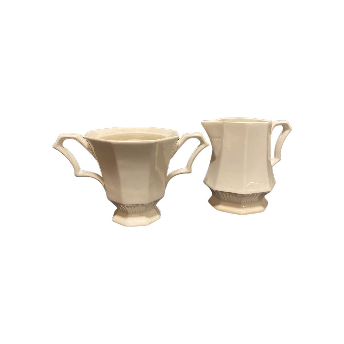 Independence Ironstone Interpace Creamer & Sugar Bowl No Lid Japan Octagonal