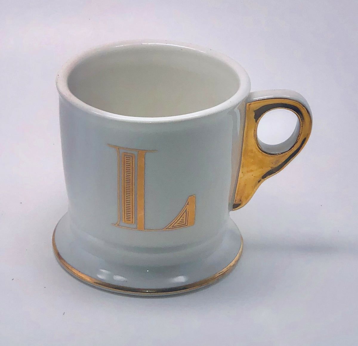 Anthropologie Initial Coffee Mug Limited Edition White Gold Monogram Letter Cup