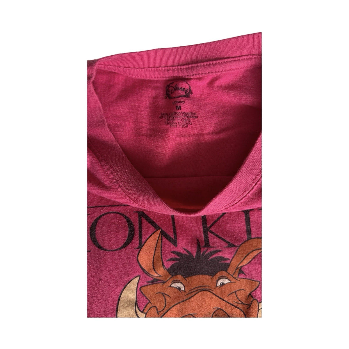 Disney The Lion King Pink T-Shirt Cap Sleeves Women’s Medium Simba Timon Pumbaa