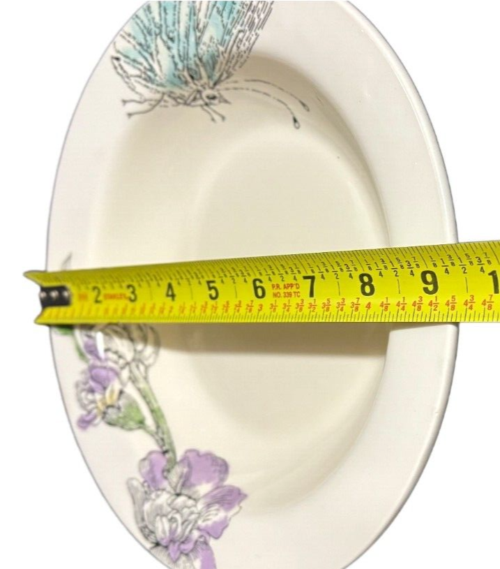 Edie Rose Home 4 Rim Soup Bowls PEACOCK COLLECTION Porcelain Pasta Dish 9 1/8"D