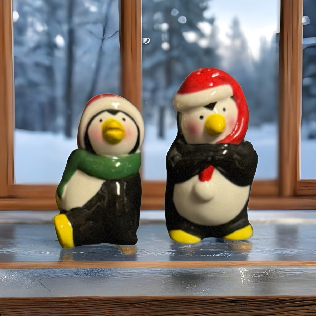Pfaltzgraff Penguin Pals Christmas Salt & Pepper Shakers Set Boxed
