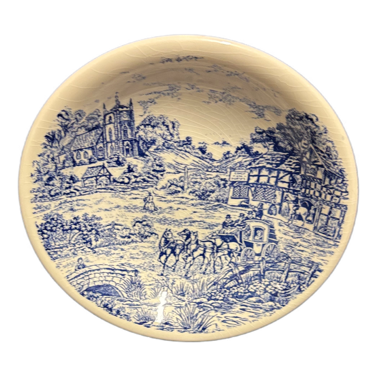 6 Andina Ecuador Blue Scenic Bowls – Country Cottage Ceramic Soup or Cereal