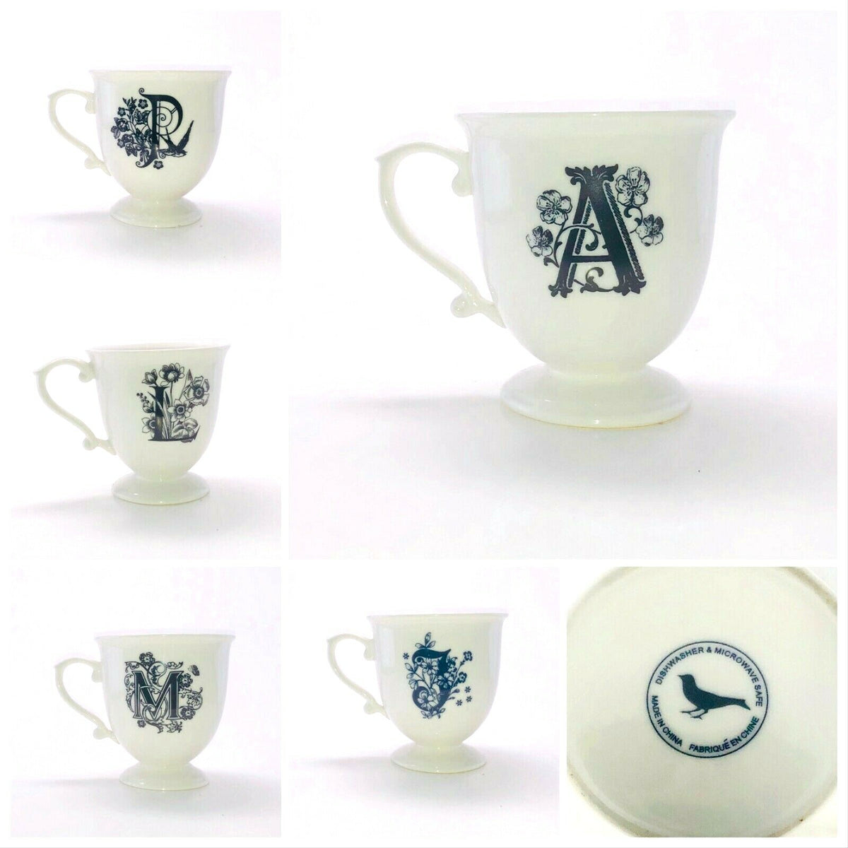 Anthropologie Monogram Pedestal Coffee Mug Personalized Name Cup Initial 