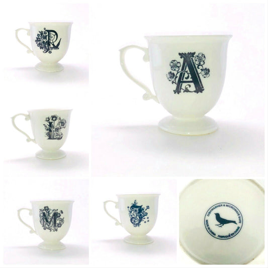 Anthropologie Monogram Pedestal Coffee Mug Personalized Name Cup Initial 