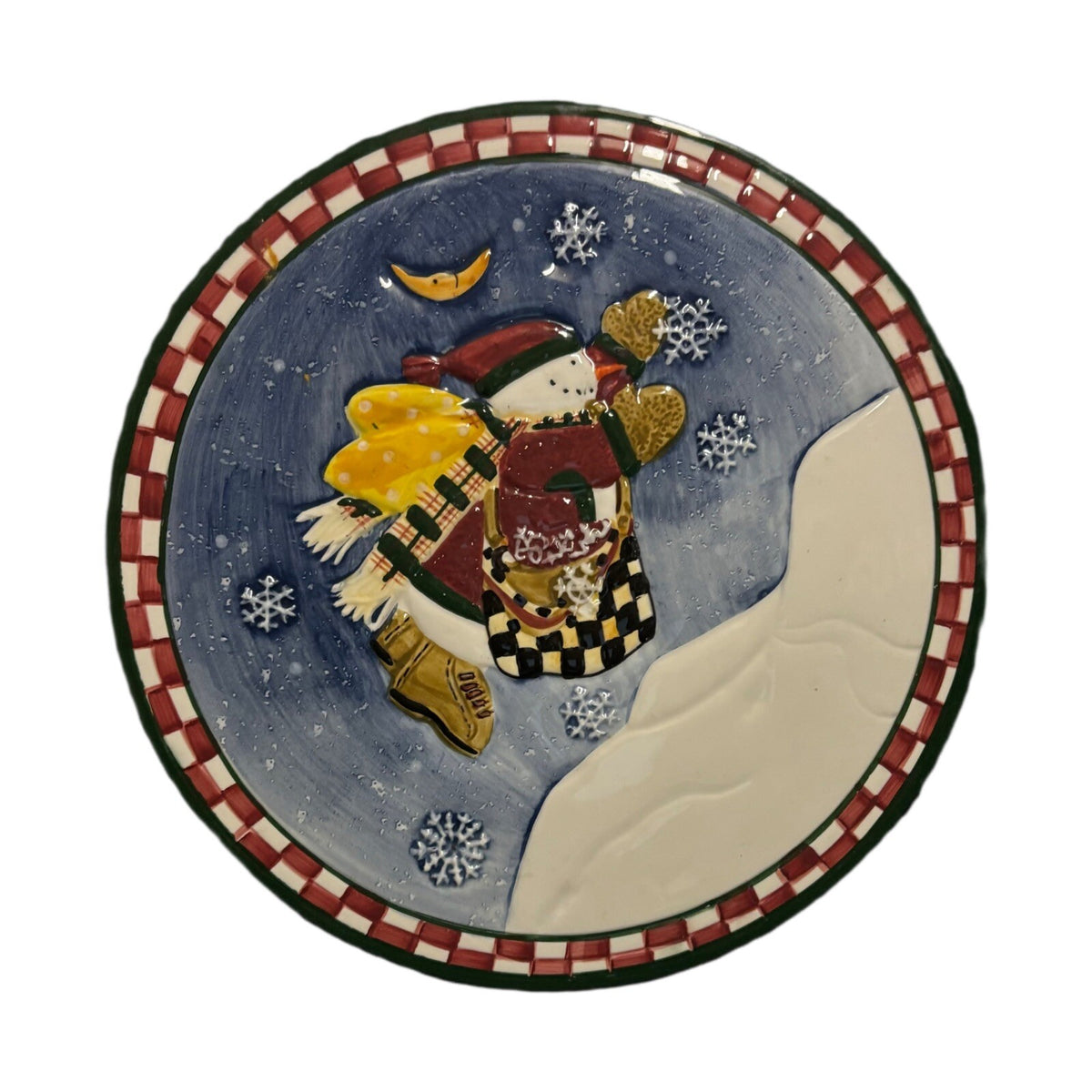 Sakura DEBBIE MUMM Trivet Christmas Snowman Angel Village Hand Painted Ceramic