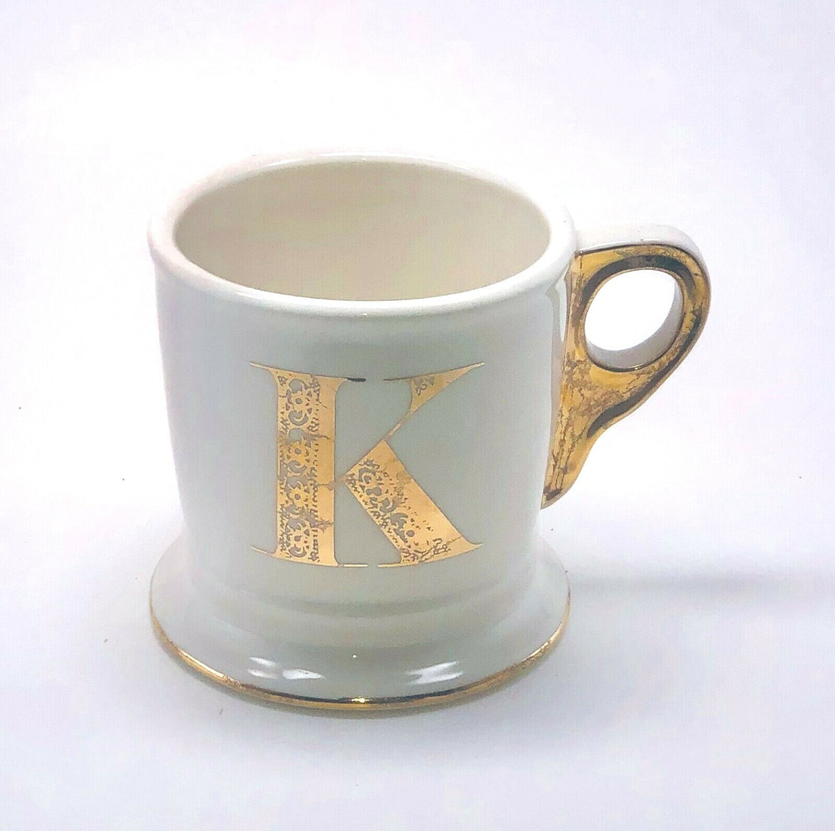 Anthropologie Initial Coffee Mug Limited Edition White Gold Monogram Letter Cup