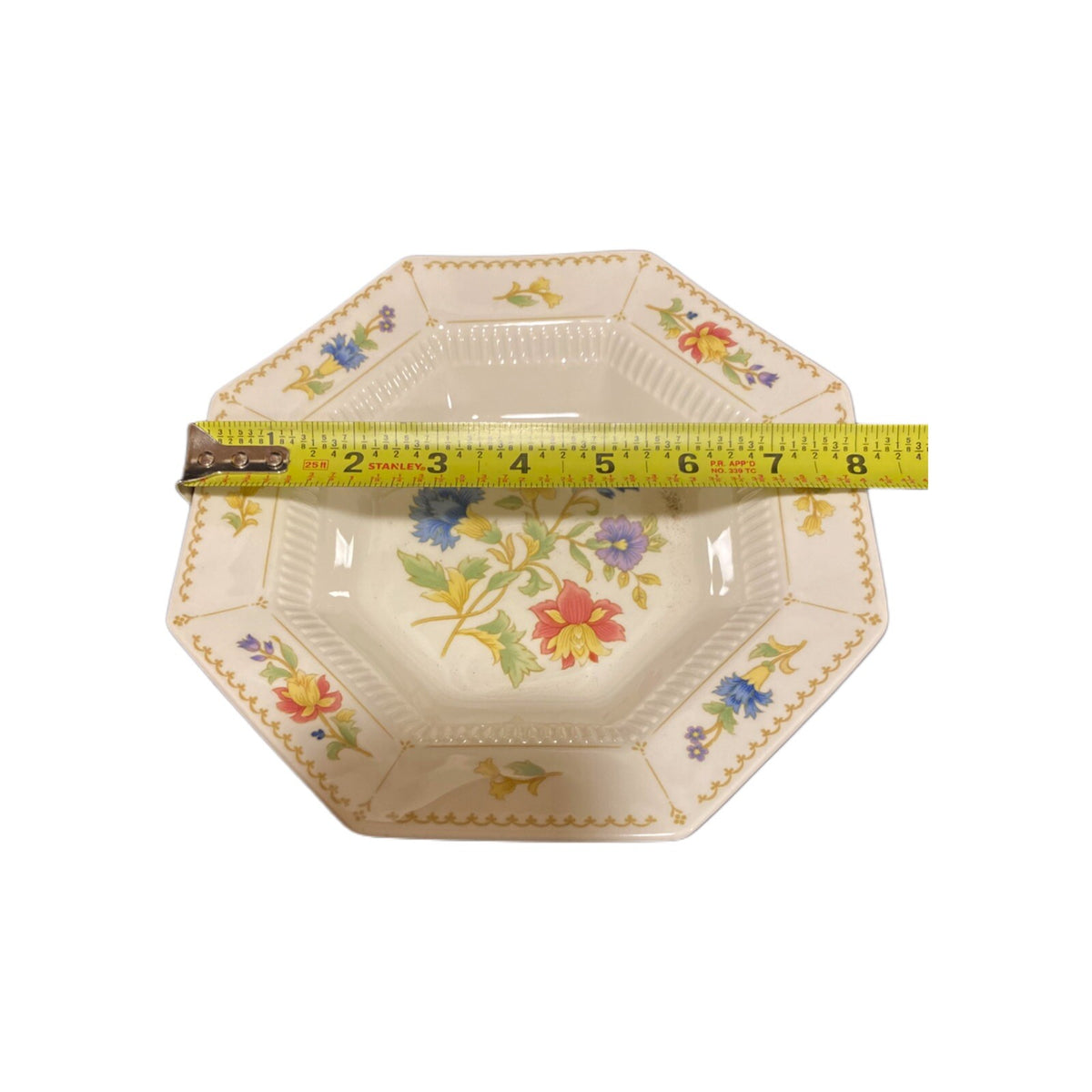 Nikko MAGENTA 3 Soup Bowls 8”D Octagonal White Floral Japan Classic Collection