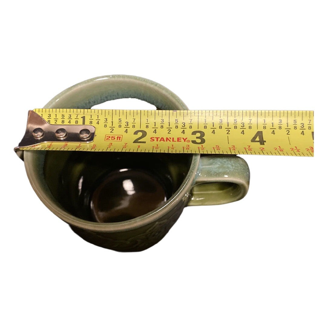 Vintage Japan Green Drip Glaze Stackable Coffee Mugs Set of 4 Geometric