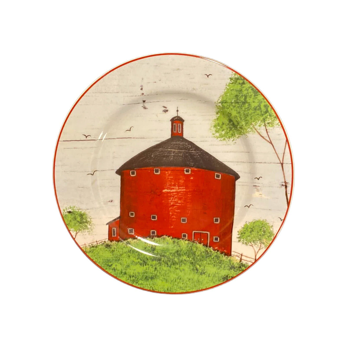 Sakura Warren Kimble BARNS 4 Salad Dessert Plates Country Farm Primitive Barn 8"