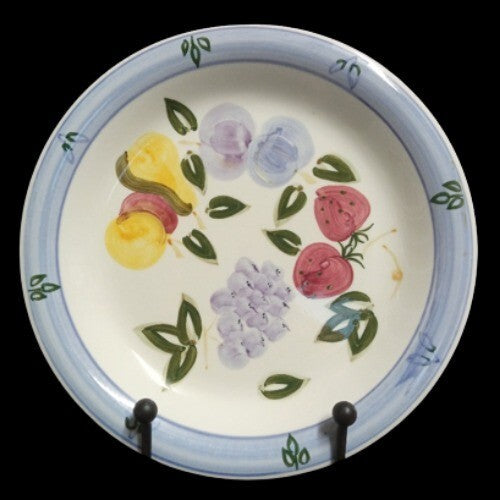 Gibson Designs FRUIT CENTER Dinner Plate 10 5/8”D Elite Blue Band Fruit Center