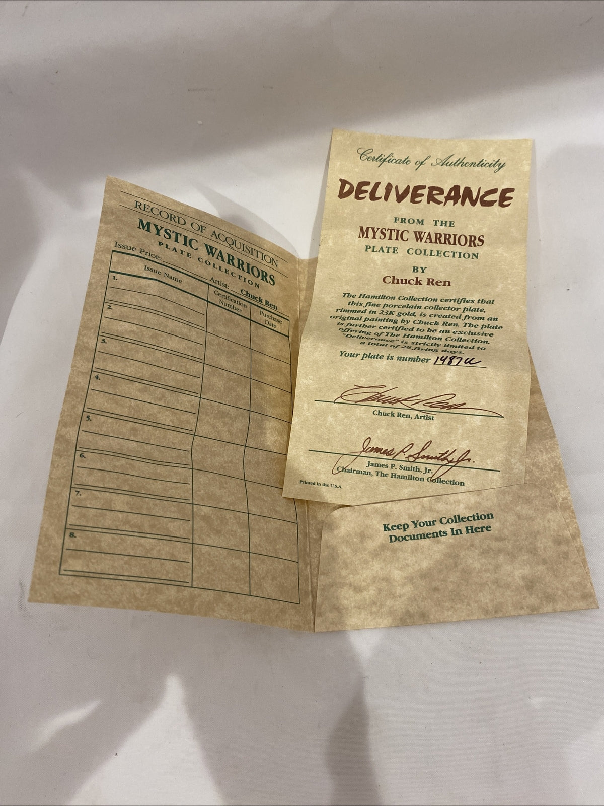 Deliverance Mystic Warriors Chuck Ren Native American Hamilton Collection c1992