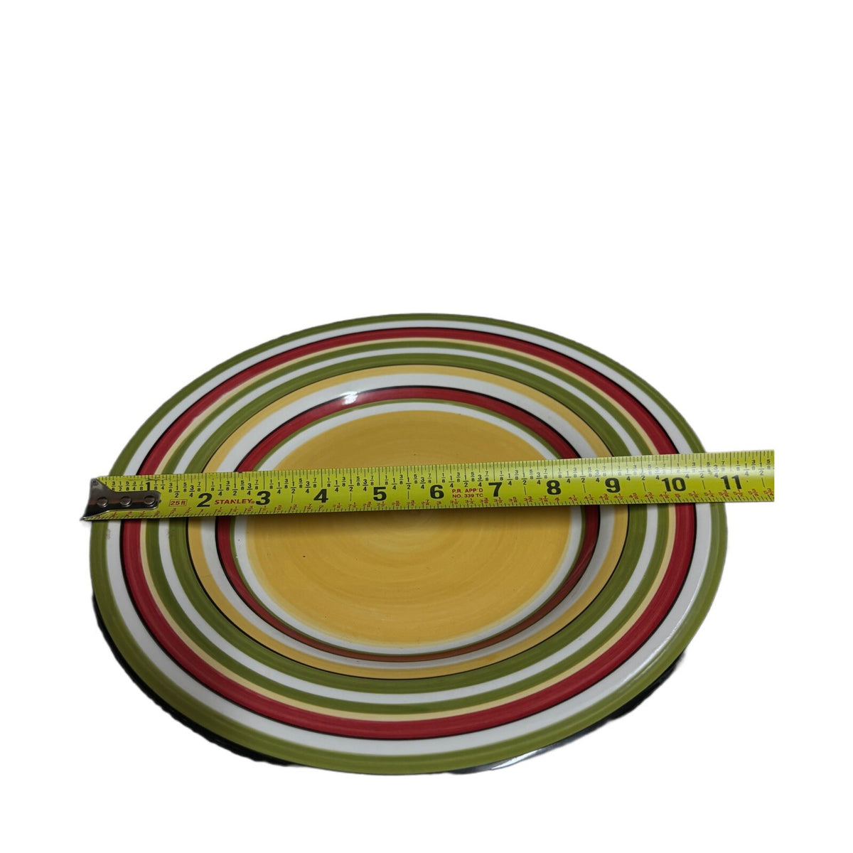 Tabletops Gallery RAFEAL ROOSTER 4-Dinner Plates Stripes Hand-Painted Dinnerware