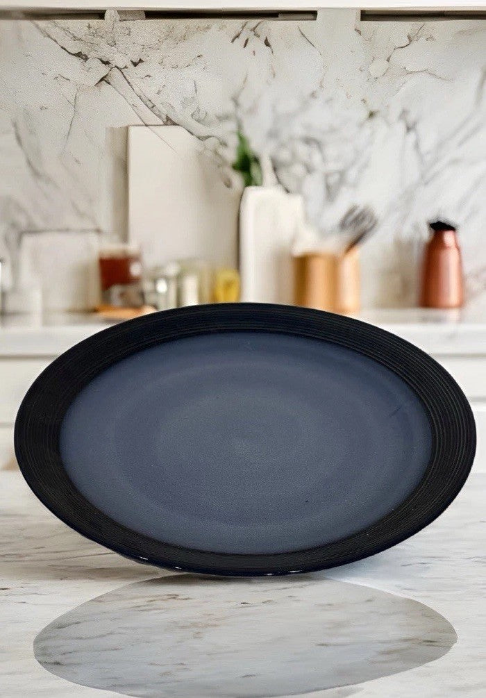 Sango Allure Blue 4818 Dinner Plates Set of 6 Ridged Rim 11” Speckled Stoneware