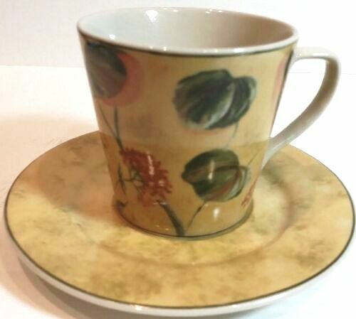 222 Fifth Asian Antique 2 Sets 5-Piece Dinnerware Floral Beige Stoneware 10 Pc