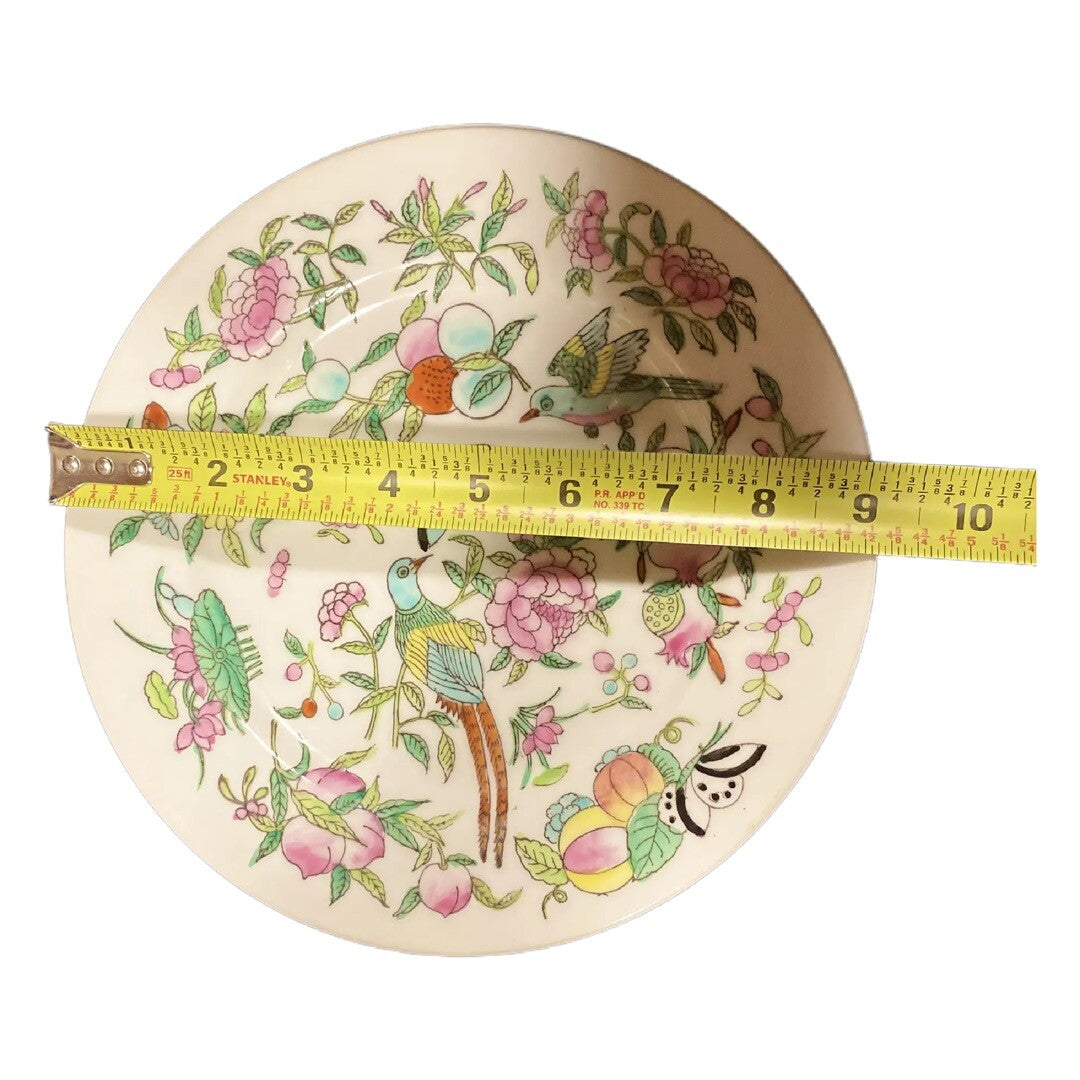 Chinese Porcelain Plates Set of 4 Floral Bird Transferware Famille Verte Style
