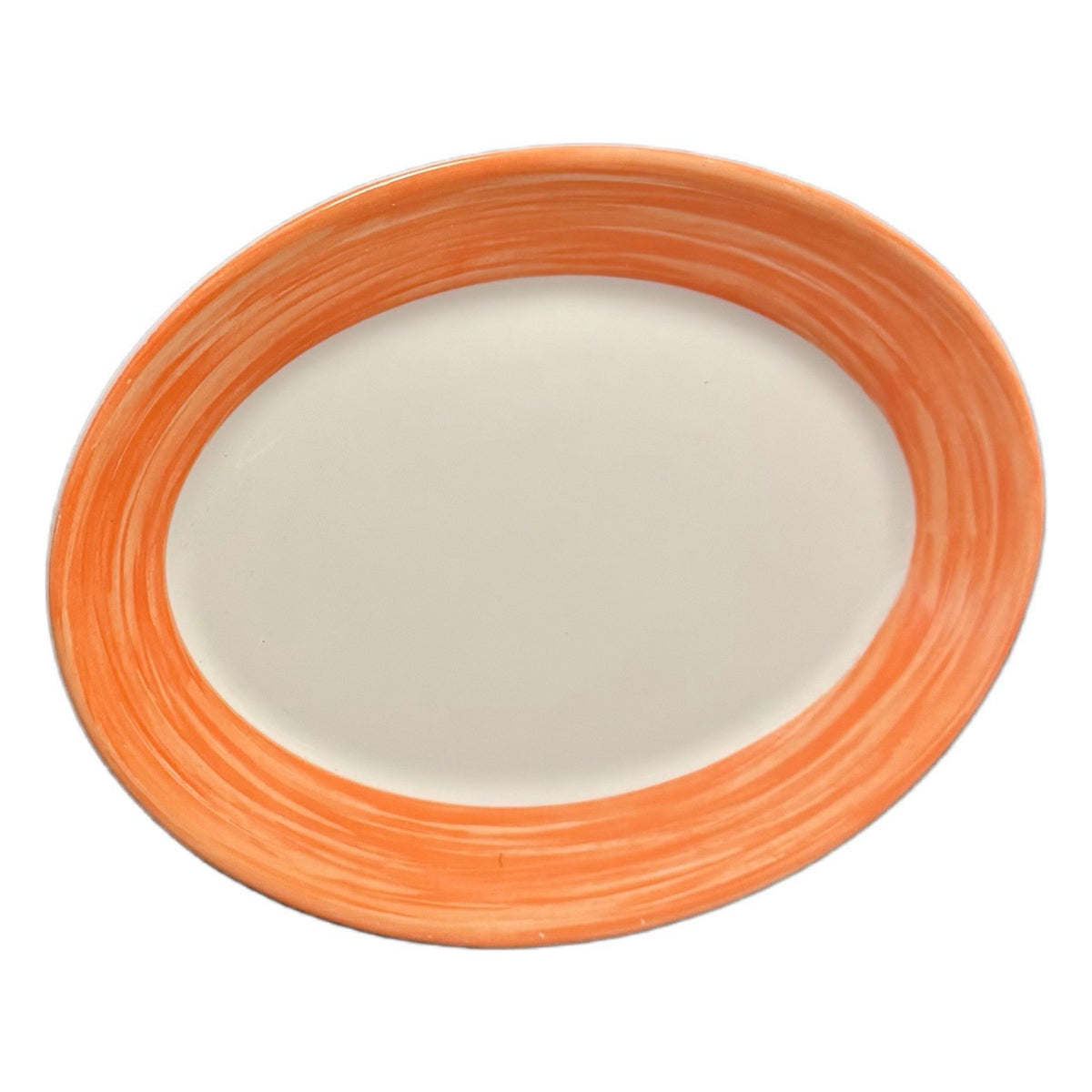Arcoroc Brush Orange Oval Platters 11.75” D White-Orange Dinnerware Set of 5